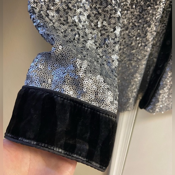Johnny Was sequin button up top tunic kimono ombré chic grey Medium NWT $328 - Picture 7 of 17